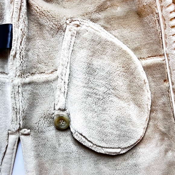 Faux Suede Ranch Sherpa Teddy style coat Faux Fur Lining Size M/L Liz Claiborne - Picture 9 of 15